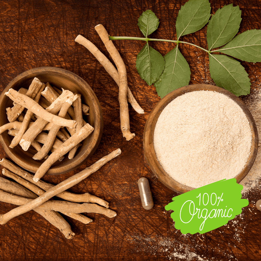 Ashwagandha sticks and powder with organic logo